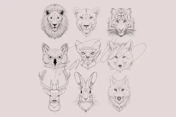 10 Animal Face Stamps 4 10 animal face stamps (2) 380