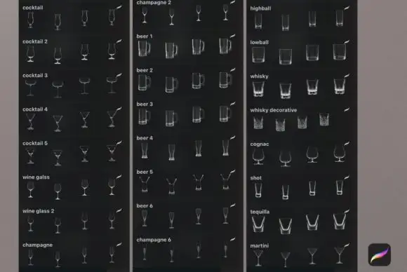 18 Procreate Liquor Glass Stamp Brush 5 18 procreate liquor glass stamp brush (2) 380