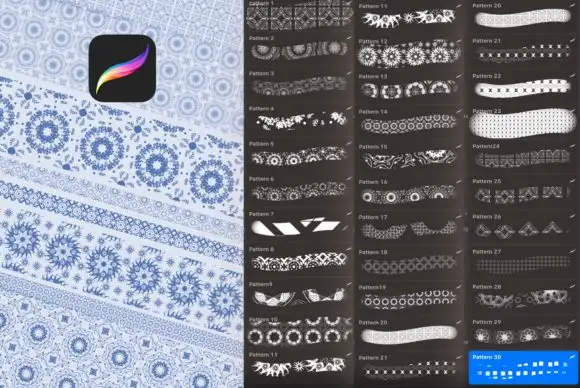 30 Seamless Baroque Pattern Brushes 4 30 seamless baroque pattern brushes (2) 380