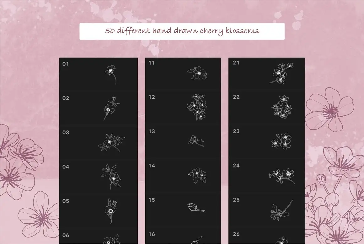 Cherry Blossom Stamps - Brushes for Procreate 10 06380