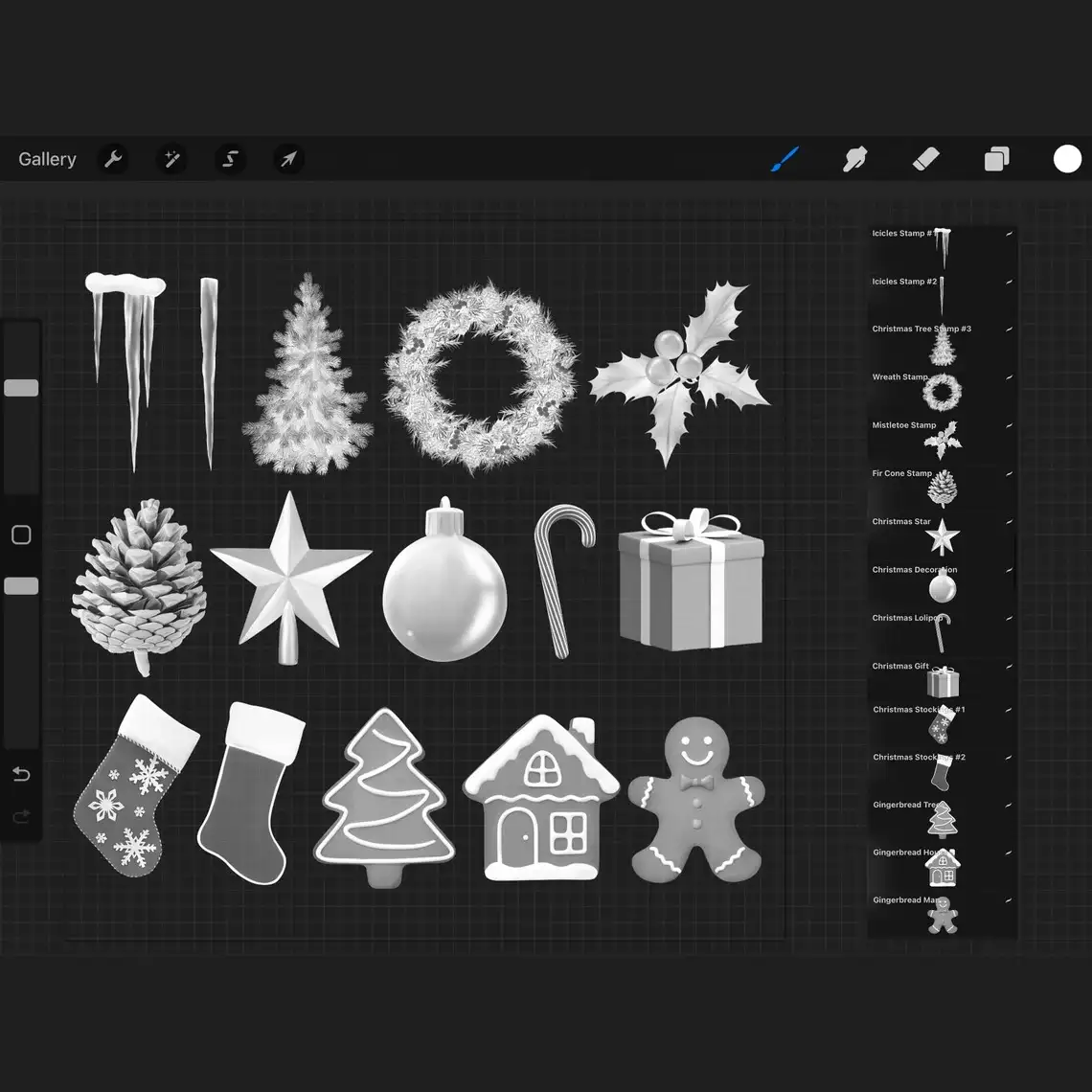 Christmas Brushes Set 50+ (Texture, Garlands, Snow and much more) 12 06440