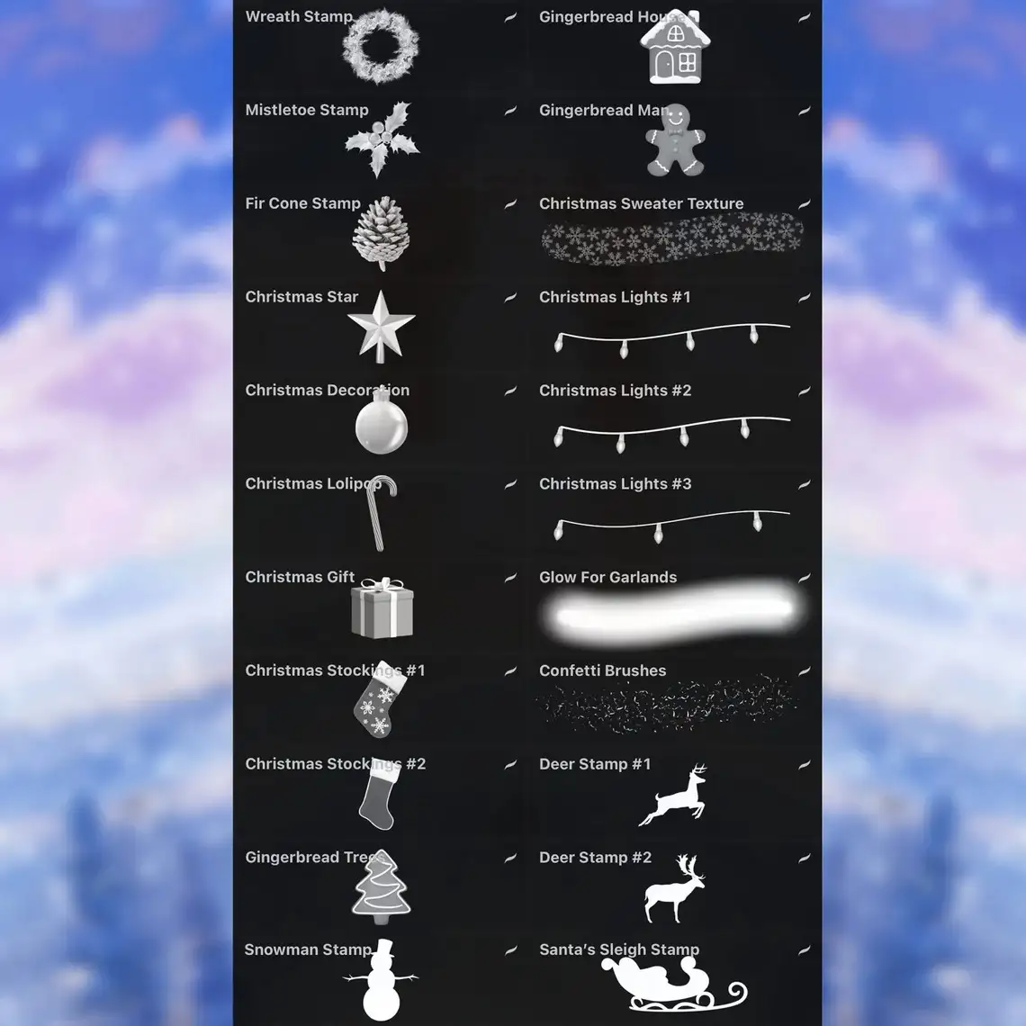Christmas Brushes Set 50+ (Texture, Garlands, Snow and much more) 14 06440