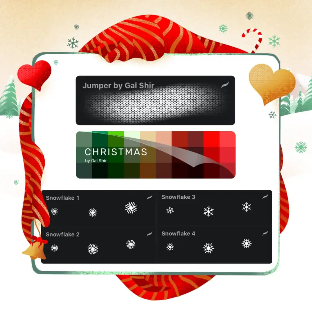 Gal Shir's Christmas Bundle (Brushes, Patterns, Snowflakes and Palettes) 3 gal shir's christmas bundle (brushes, patterns, snowflakes and palettes) (1) 380
