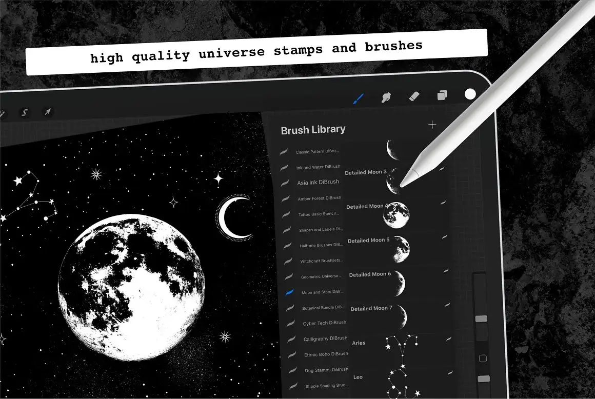 Procreate Brushes - Moon and Stars 10 06380
