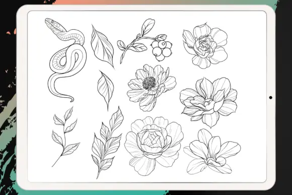 Procreate - Tattoo Basic Stencil Set 11 06380