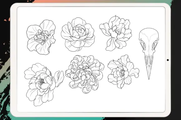 Procreate - Tattoo Basic Stencil Set 14 06380