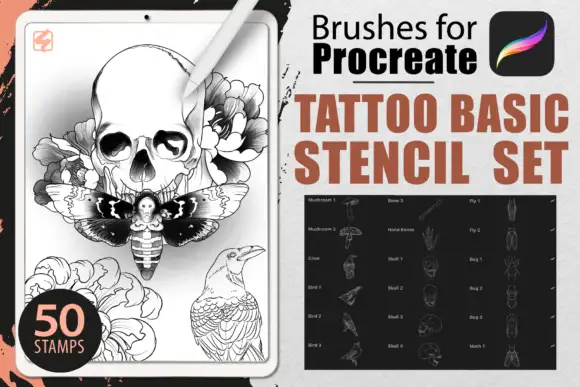 Procreate - Tattoo Basic Stencil Set 8 06380
