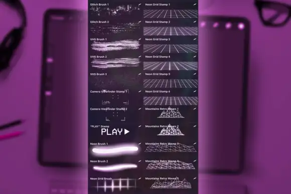 Retro VHS Brushes Set for Procreate 8 06440
