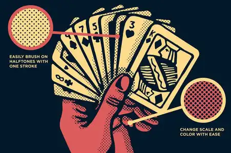 BLACK MAGIC HALFTONES - VECTOR HALFTONE PATTERN BRUSHES FOR ADOBE ILLUSTRATOR 31 black magic halftones vector halftone pattern brushes for adobe illustrator28 306