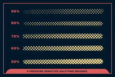 BLACK MAGIC HALFTONES - VECTOR HALFTONE PATTERN BRUSHES FOR ADOBE ILLUSTRATOR 30 black magic halftones vector halftone pattern brushes for adobe illustrator29 307