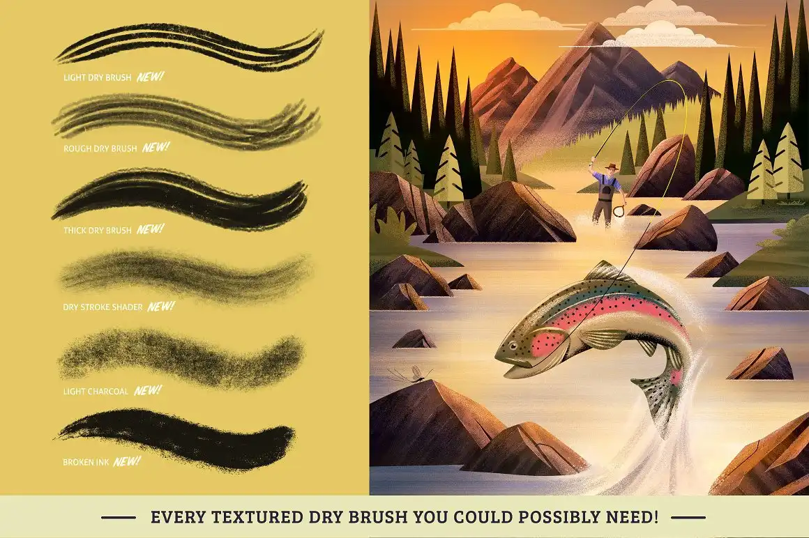 Dry Texture Brushes for Procreate 9 061005
