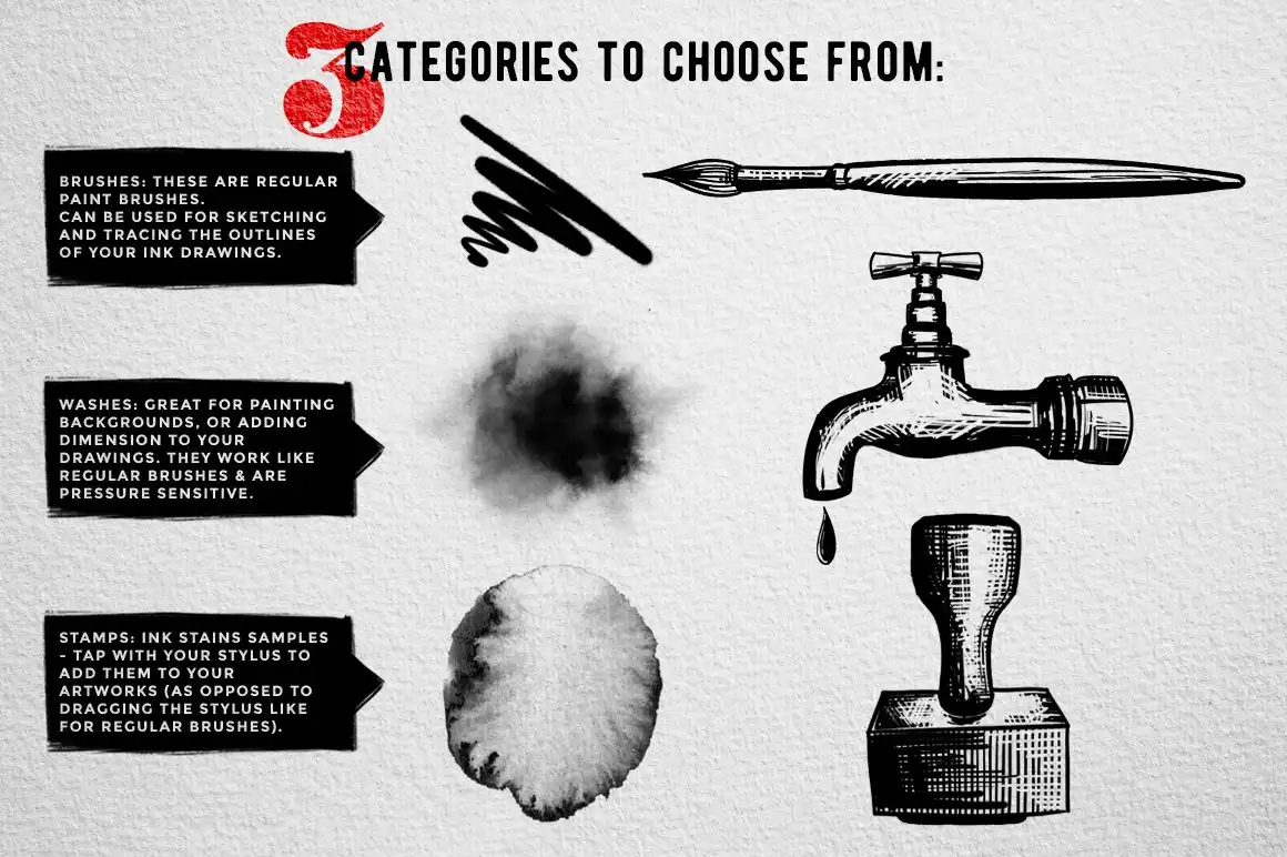 Procreate Ink brushes , set of 36 5 06380