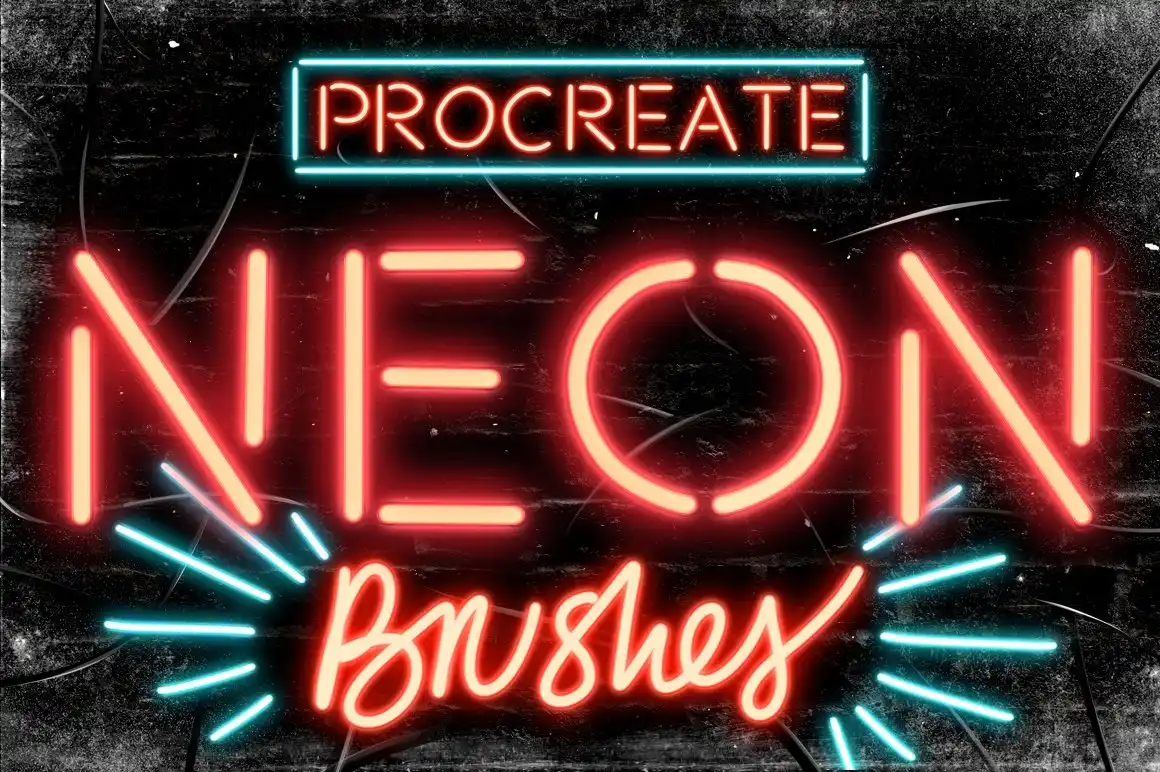 Set of 9 neon Procreate brushes 10 06380
