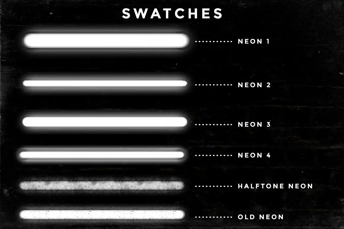 Set of 9 neon Procreate brushes 11 06380