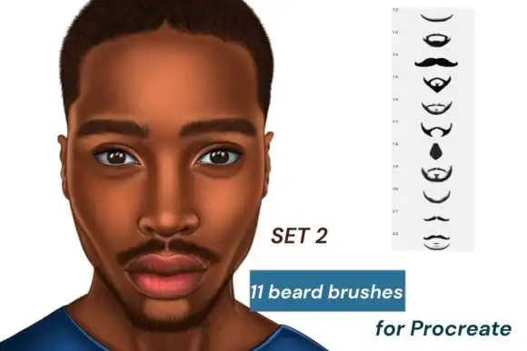 11 Procreate Beard Stamps (set 2