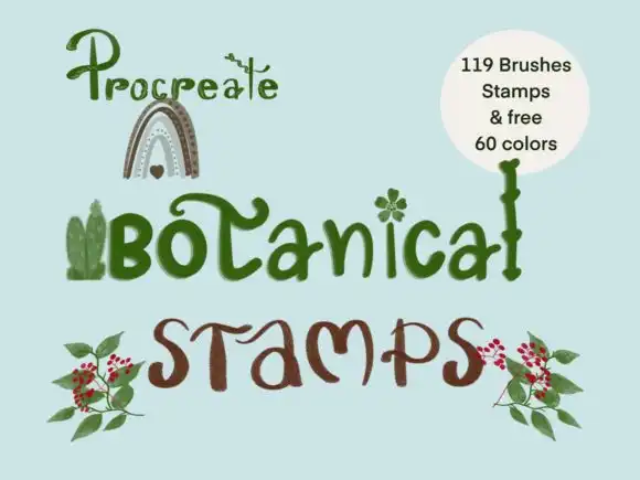 119 Botanical Brushes Stamps, Procreate