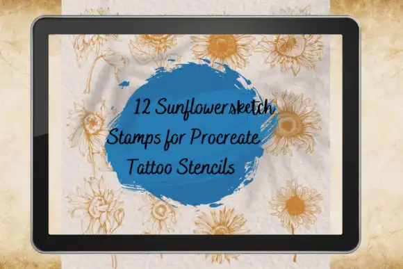12 Sunflower Stamps for Procreate Set