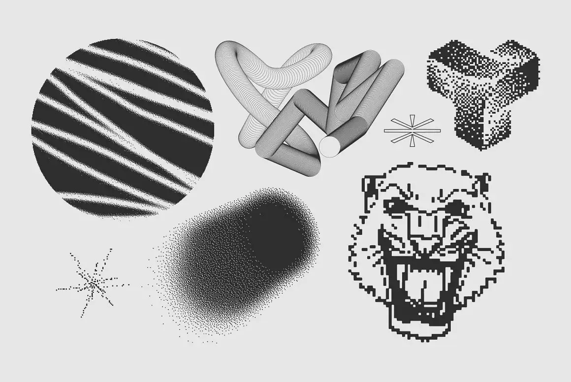 120 Vector Dither Textured Clip Arts 7 074029