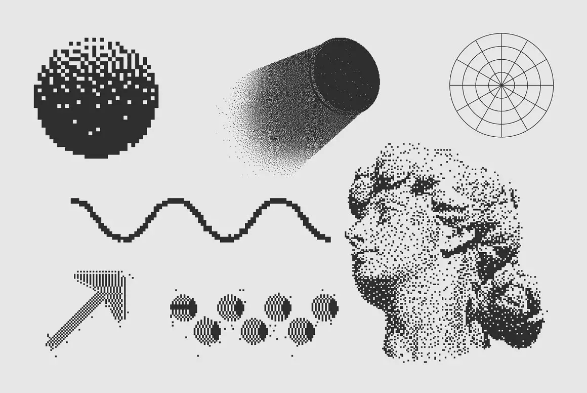 120 Vector Dither Textured Clip Arts 12 074029