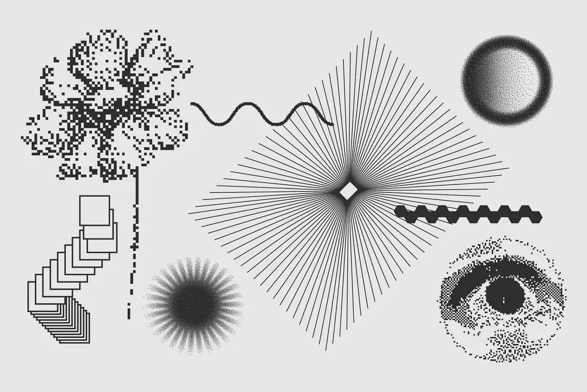 120 Vector Dither Textured Clip Arts 6 074029