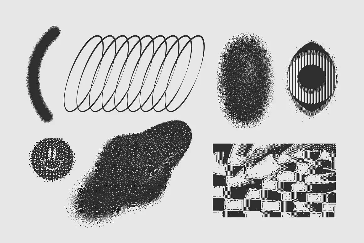 120 Vector Dither Textured Clip Arts 4 074029