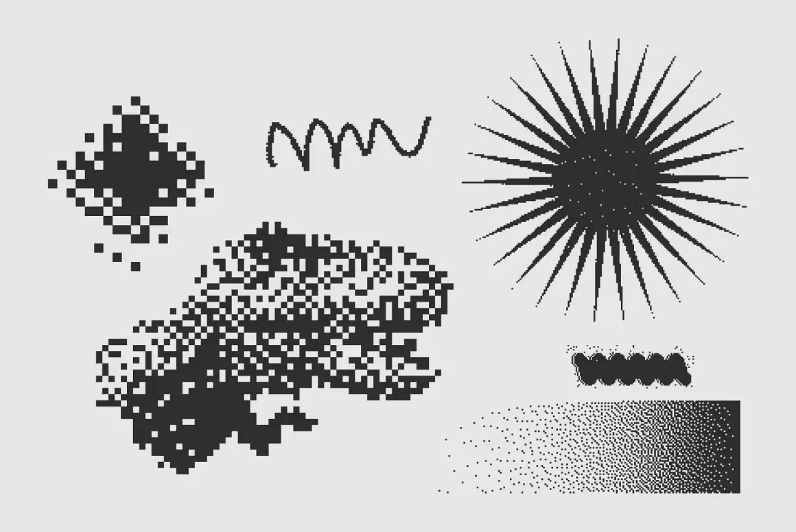 120 Vector Dither Textured Clip Arts 16 074029