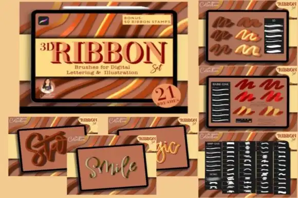 131 Ribbon and Outline Procreate Bundle 4 074029