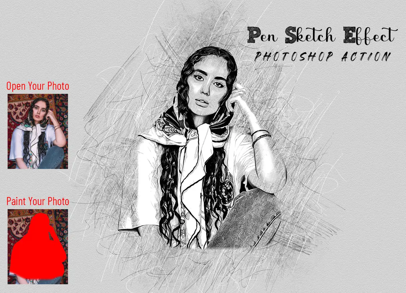 15-IN-1 DRAWING EFFECT PHOTOSHOP ACTIONS BUNDLE 16 075965