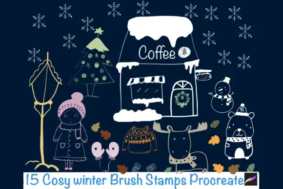 15 Cosy Christmas Brush Stamps Procreate