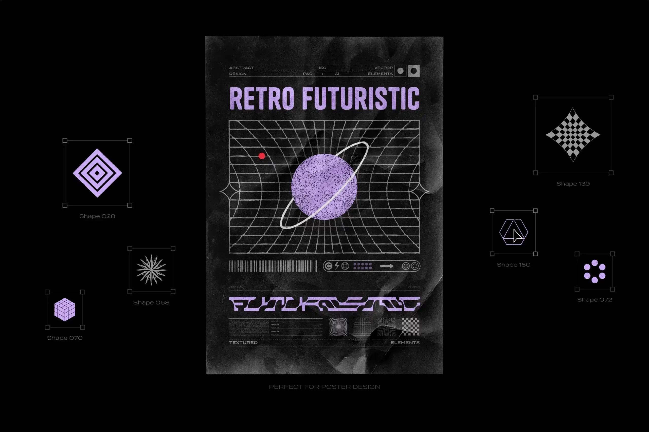150 RETRO-FUTURISTIC TEXTURED SHAPES PACK 30 074029