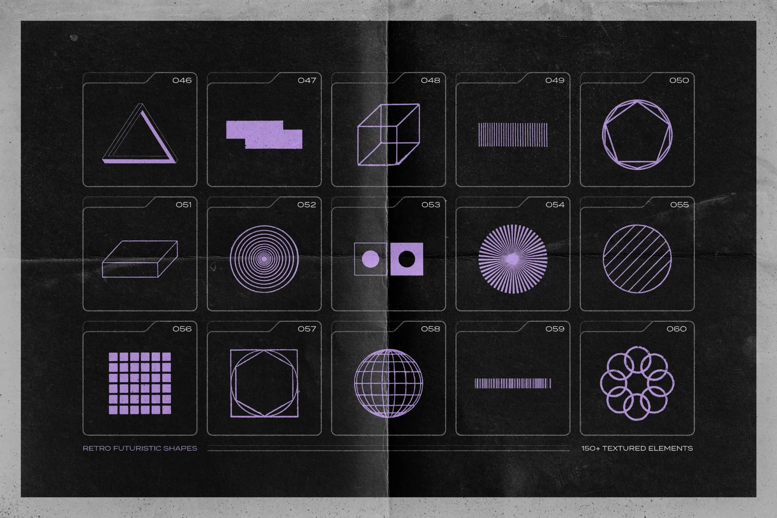 150 RETRO-FUTURISTIC TEXTURED SHAPES PACK 6 074029