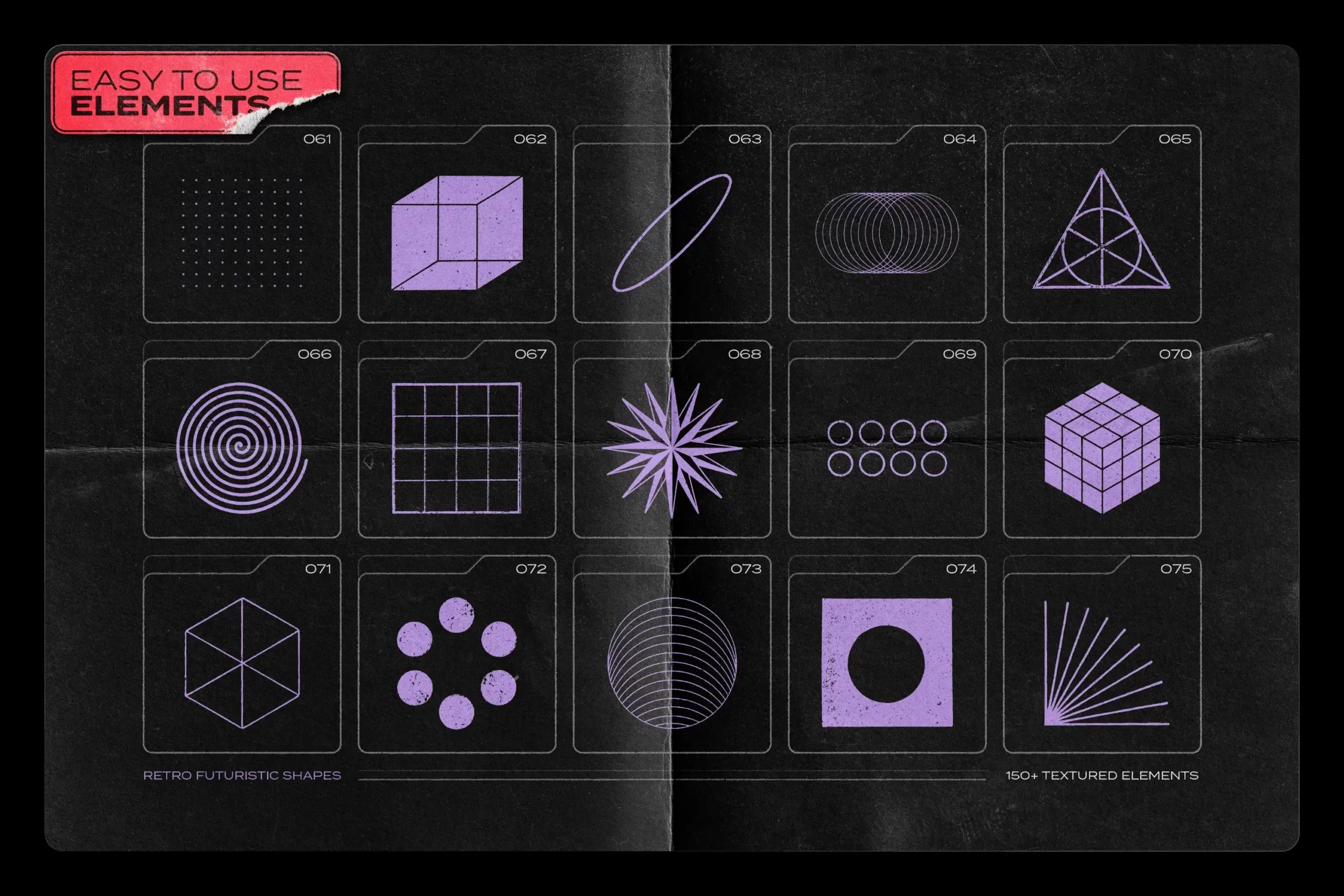 150 RETRO-FUTURISTIC TEXTURED SHAPES PACK 13 074029