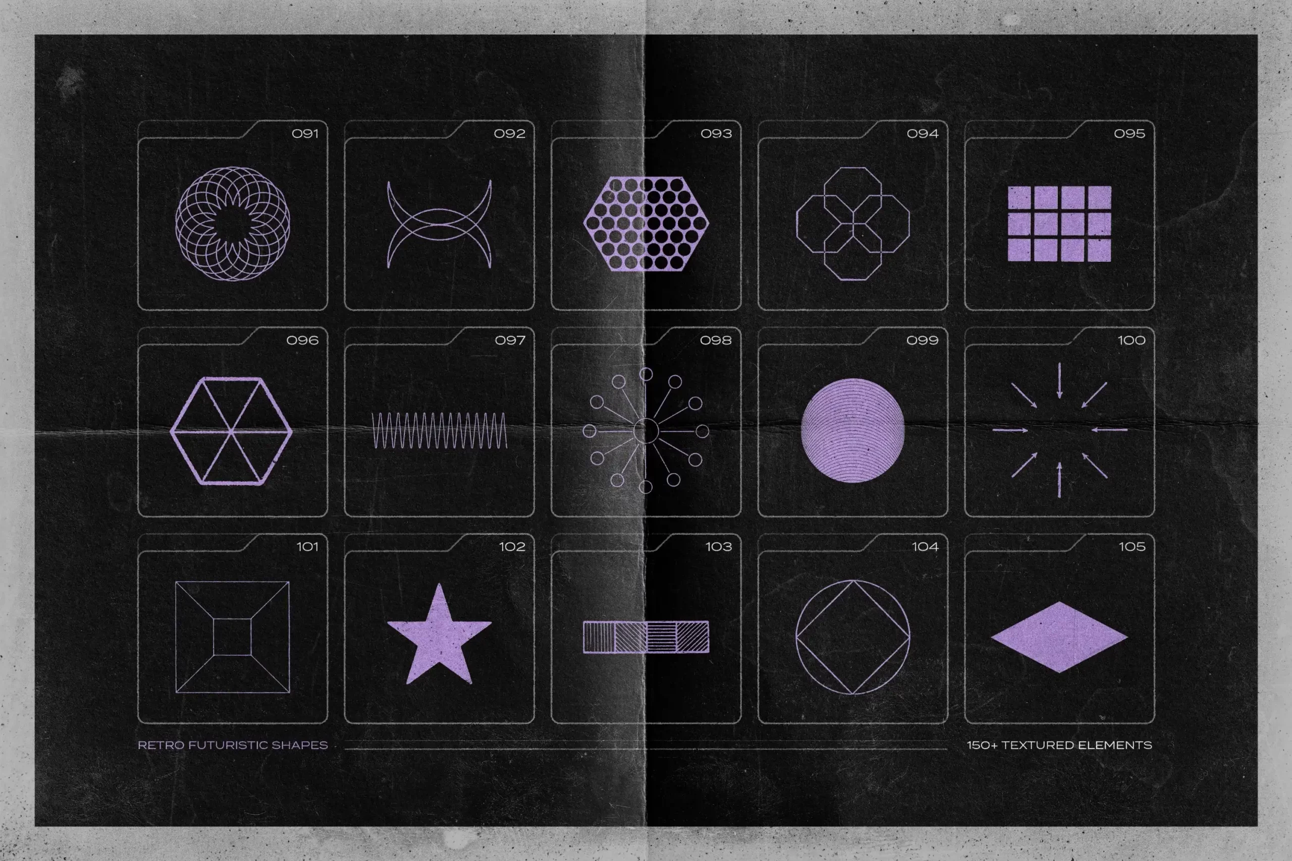 150 RETRO-FUTURISTIC TEXTURED SHAPES PACK 8 074029