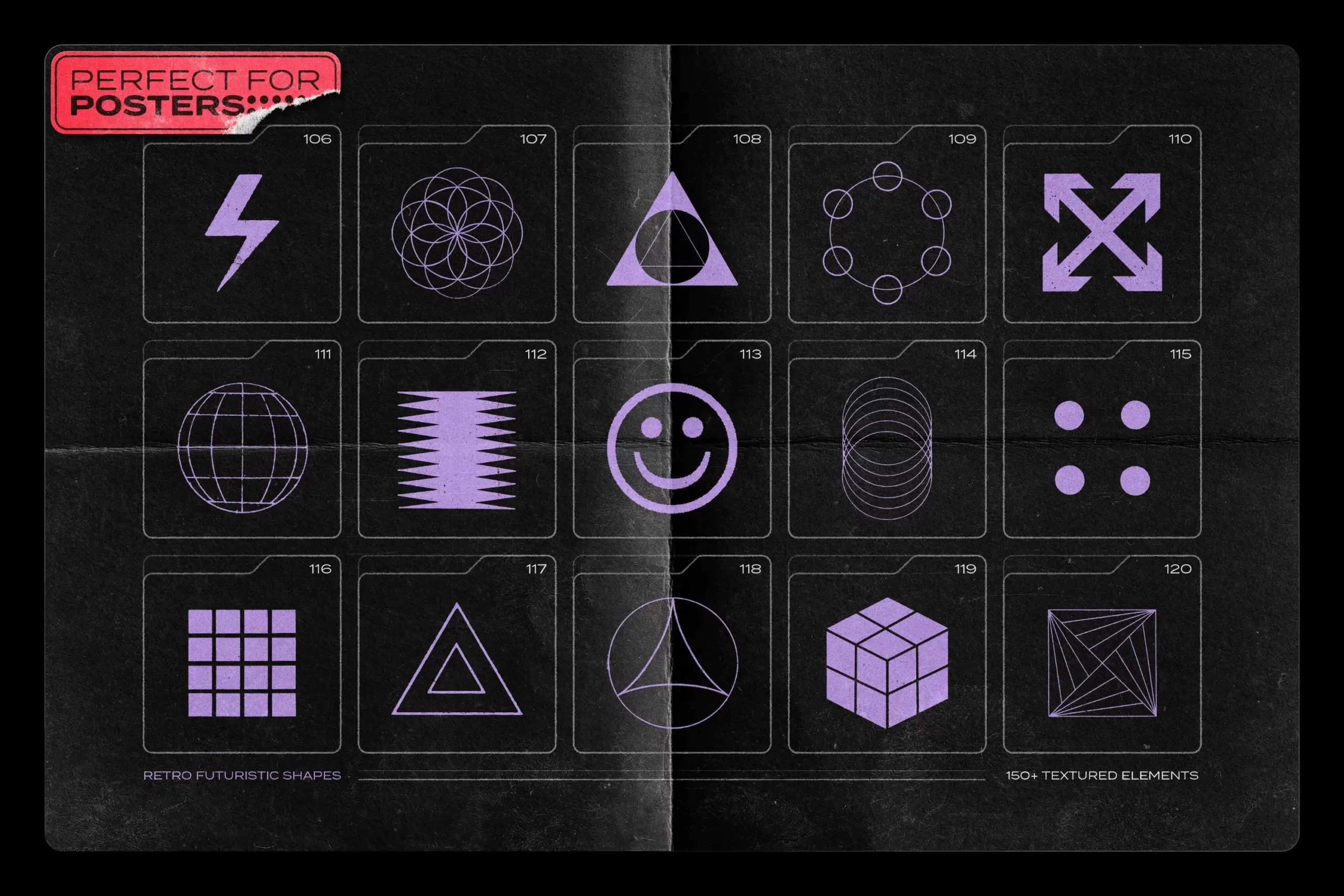 150 RETRO-FUTURISTIC TEXTURED SHAPES PACK 19 074029