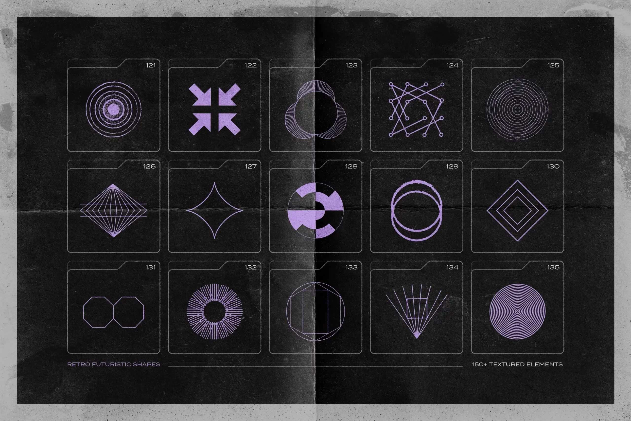 150 RETRO-FUTURISTIC TEXTURED SHAPES PACK 3 074029
