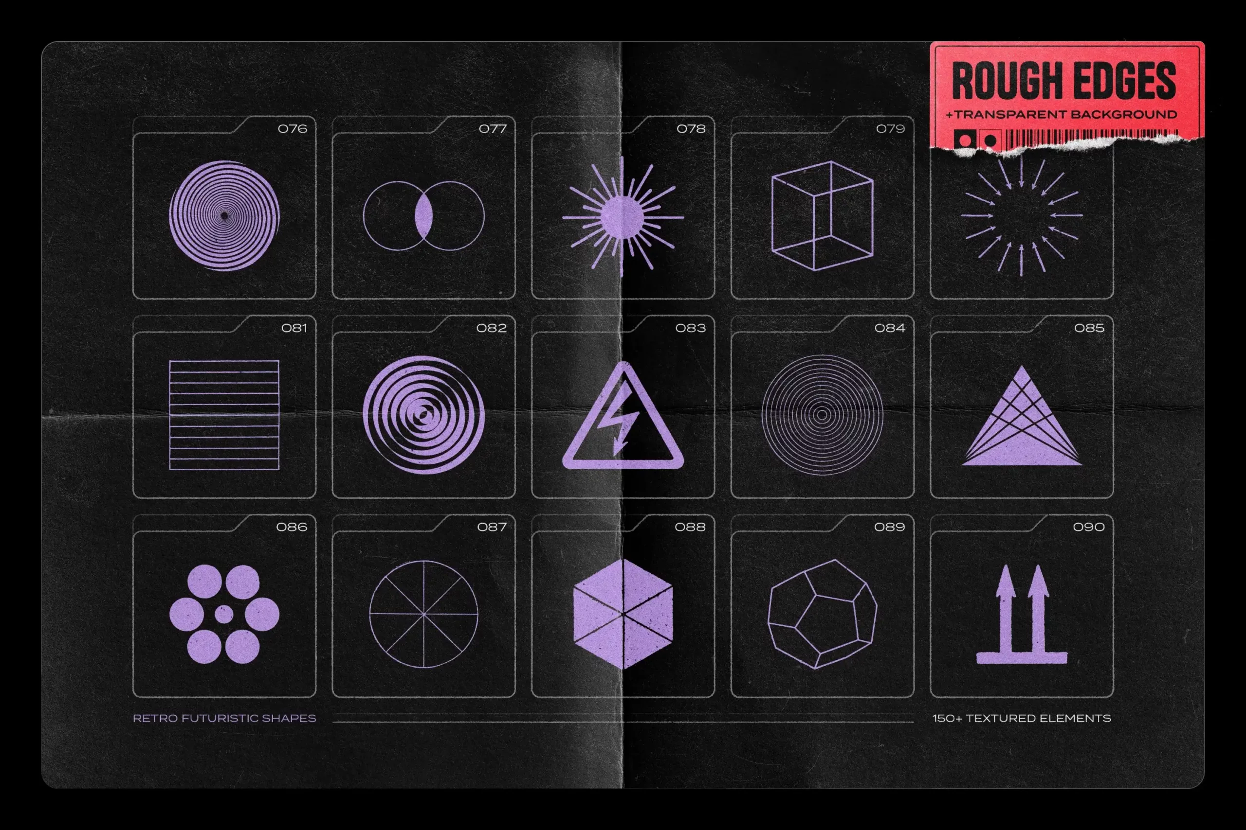150 RETRO-FUTURISTIC TEXTURED SHAPES PACK 11 074029