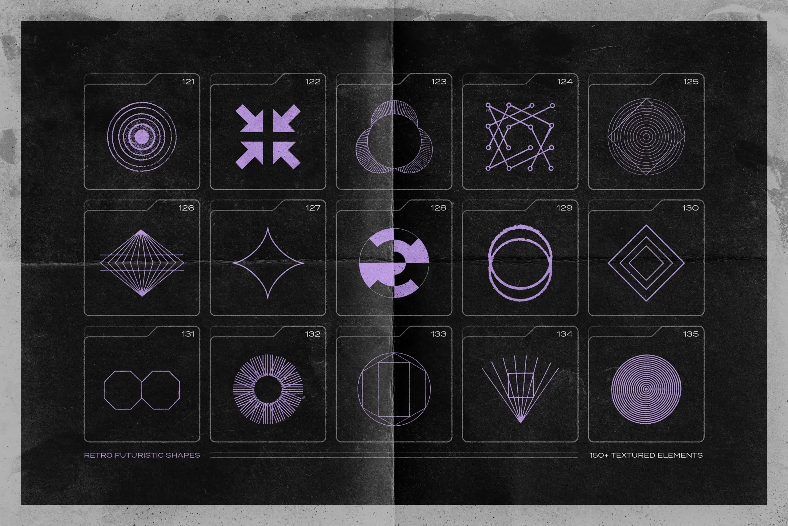 150 RETRO-FUTURISTIC TEXTURED SHAPES PACK 7 074029