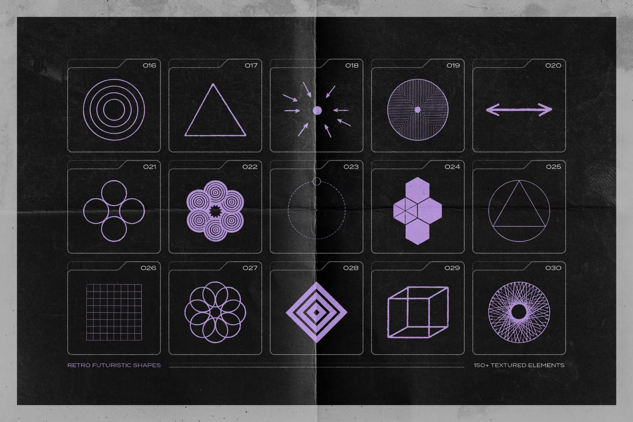 150 RETRO-FUTURISTIC TEXTURED SHAPES PACK 21 074029