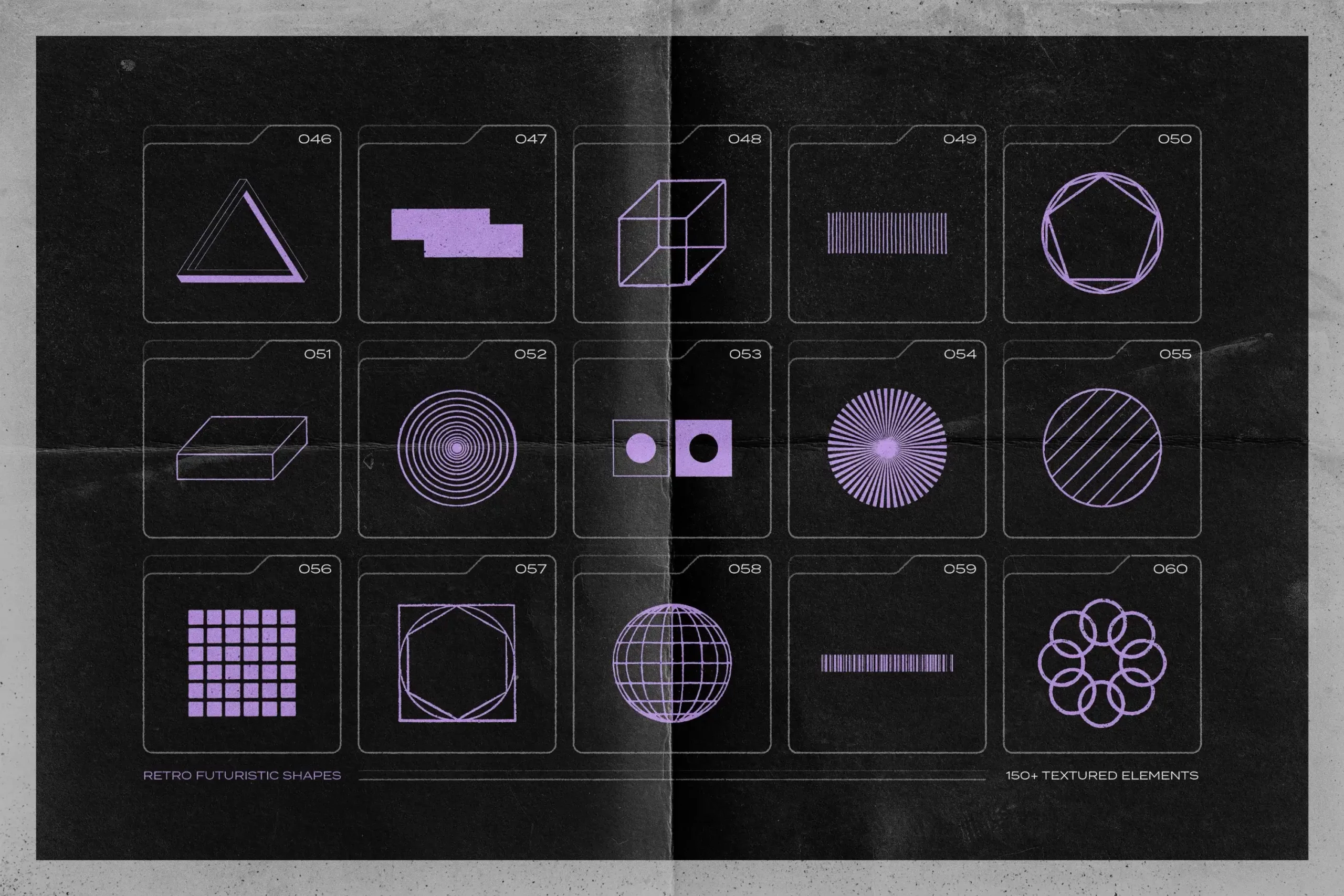 150 RETRO-FUTURISTIC TEXTURED SHAPES PACK 10 074029