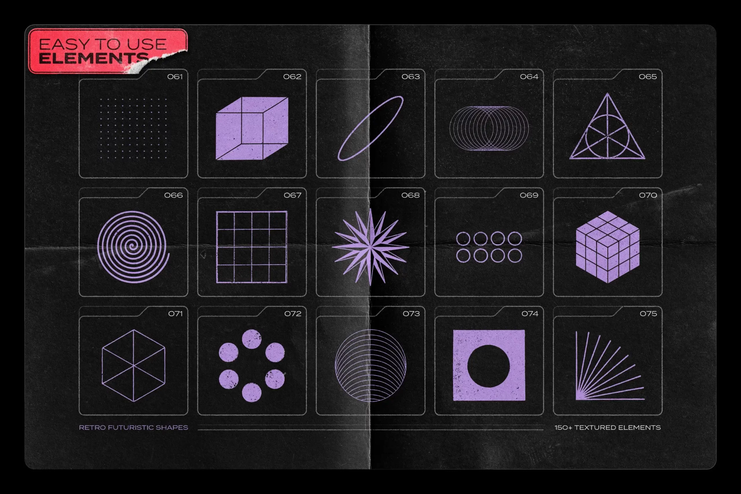 150 RETRO-FUTURISTIC TEXTURED SHAPES PACK 18 074029
