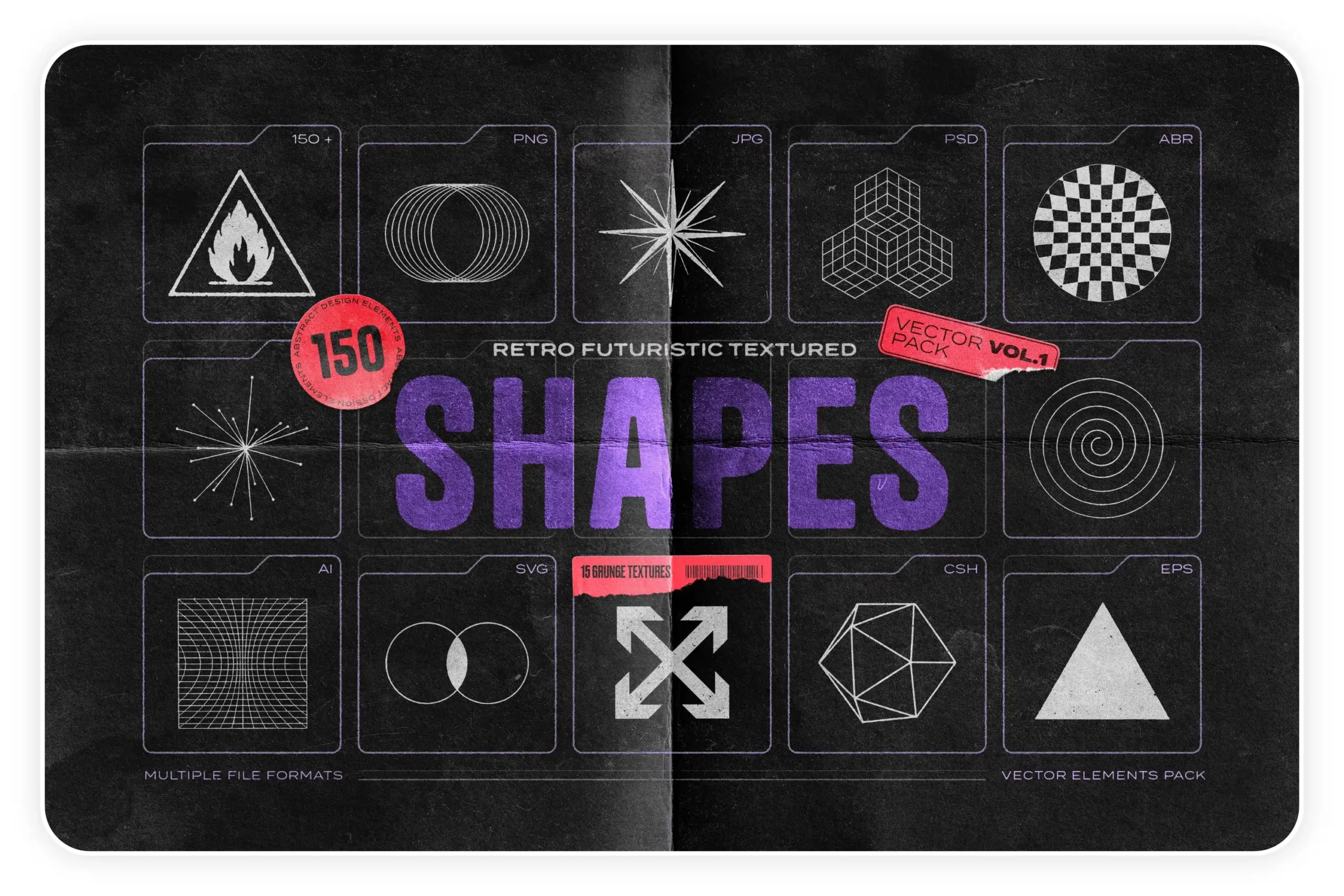 150 RETRO-FUTURISTIC TEXTURED SHAPES PACK 4 074029