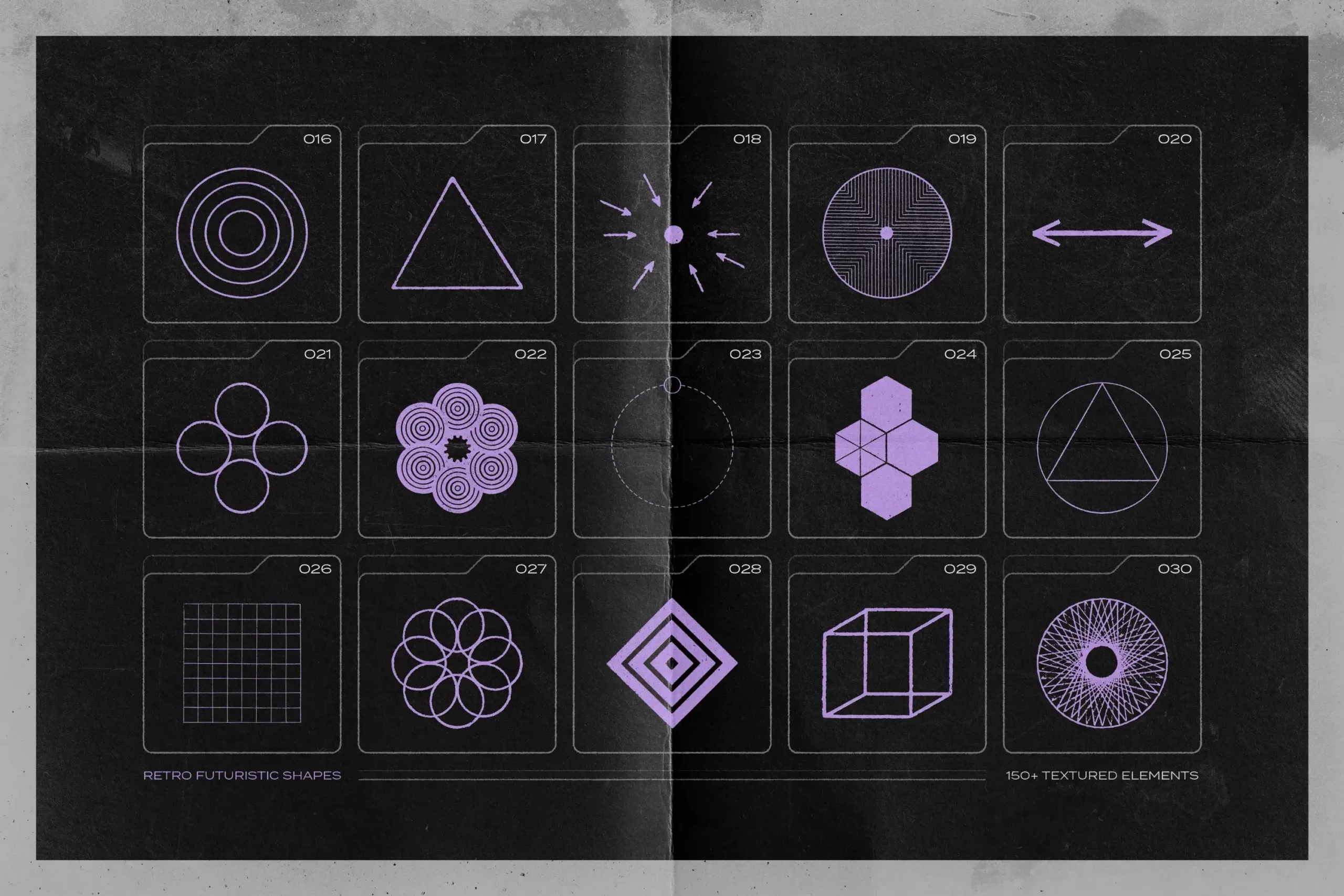 150 RETRO-FUTURISTIC TEXTURED SHAPES PACK 22 074029