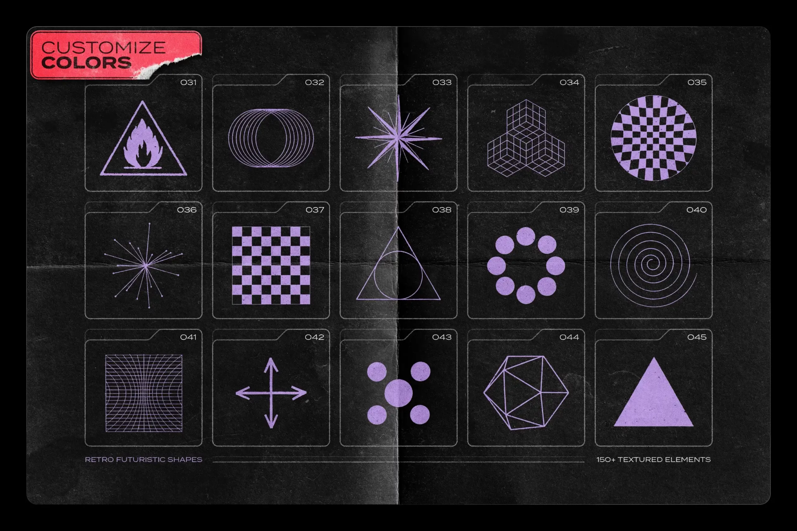 150 RETRO-FUTURISTIC TEXTURED SHAPES PACK 12 074029