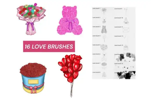 8 Procreate Love Brushes (set 1)
