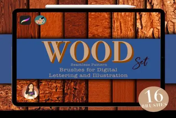 16 Wood Procreate Brush Se