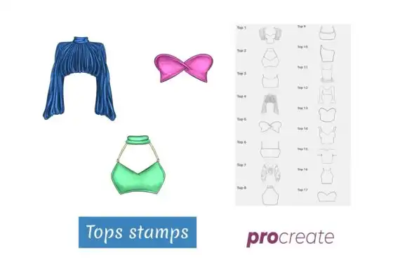 17 Tops Stamps for Procreate