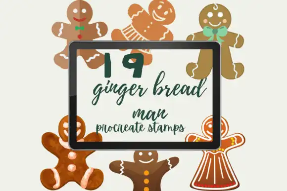 19 Ginger Bread Man Procreate Stamps