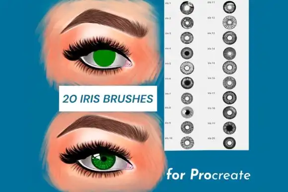 20 IRIS Stamps for Procreate