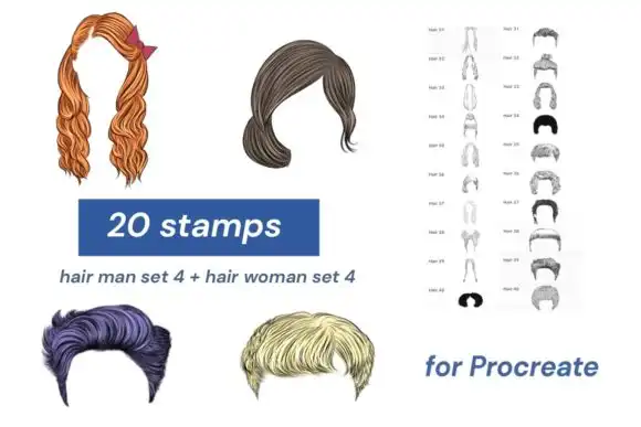 20 Procreate Hair Brushes (set 4)