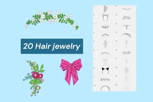 20 Procreate Hair Decor Stamps